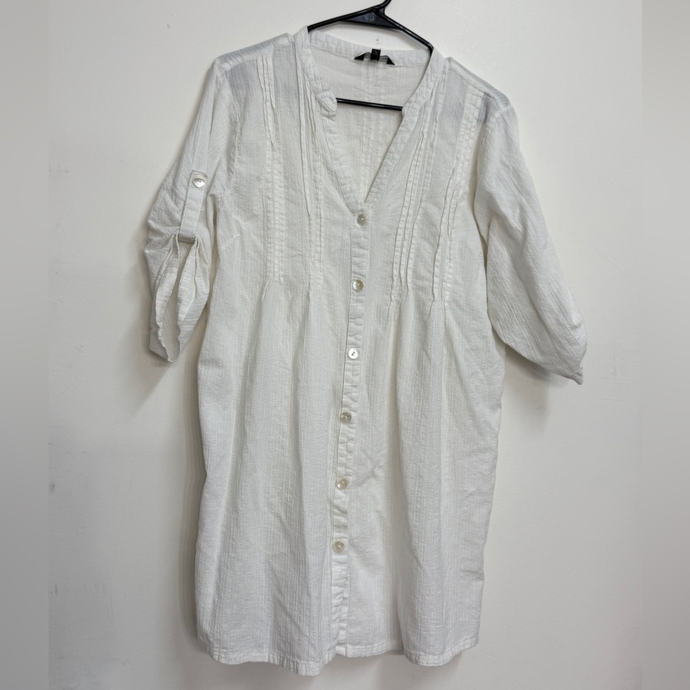 Club Z collection white button down relaxed dress bikini cover up vacation